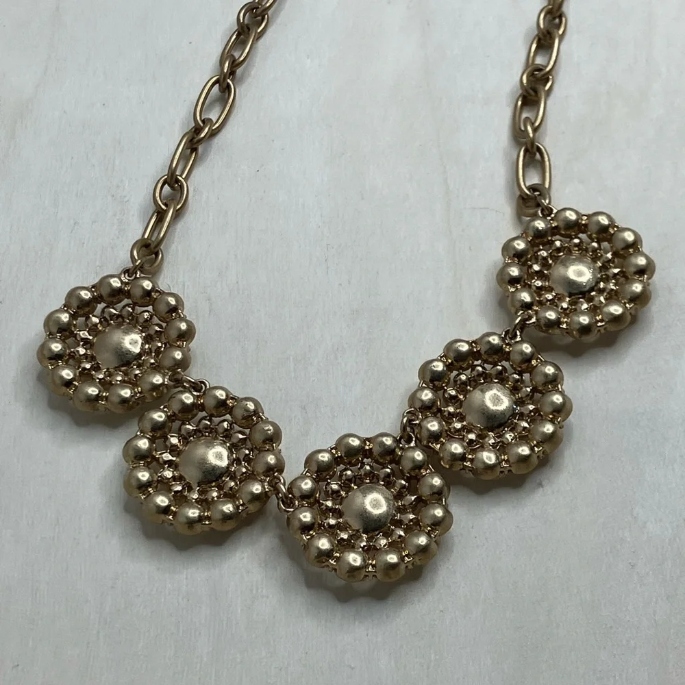 Designer J. Crew Gold Tone Crystal Rhinestone statement necklace ✨✨ - Picture 3 of 7